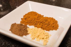 Spices on a white plate
